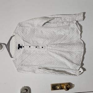 GAP linen tunic white with dot design half button down shirt